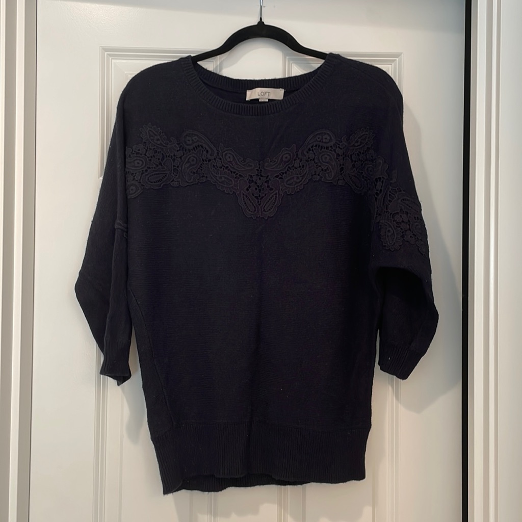 Loft Navy Blue Sweater Size Medium